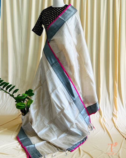Raga Tissue Temple Saree - Off White