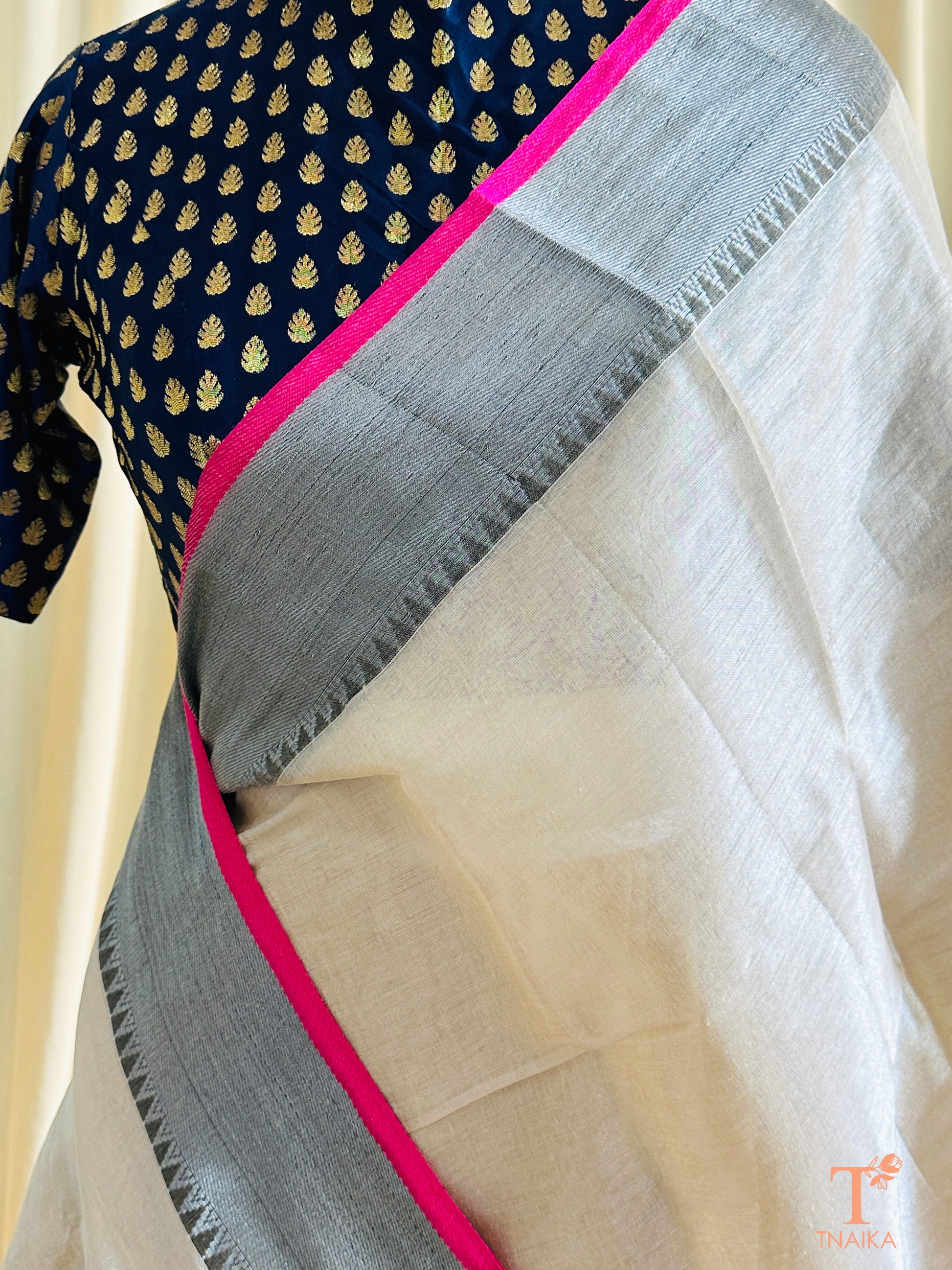 Raga Tissue Temple Saree - Off White