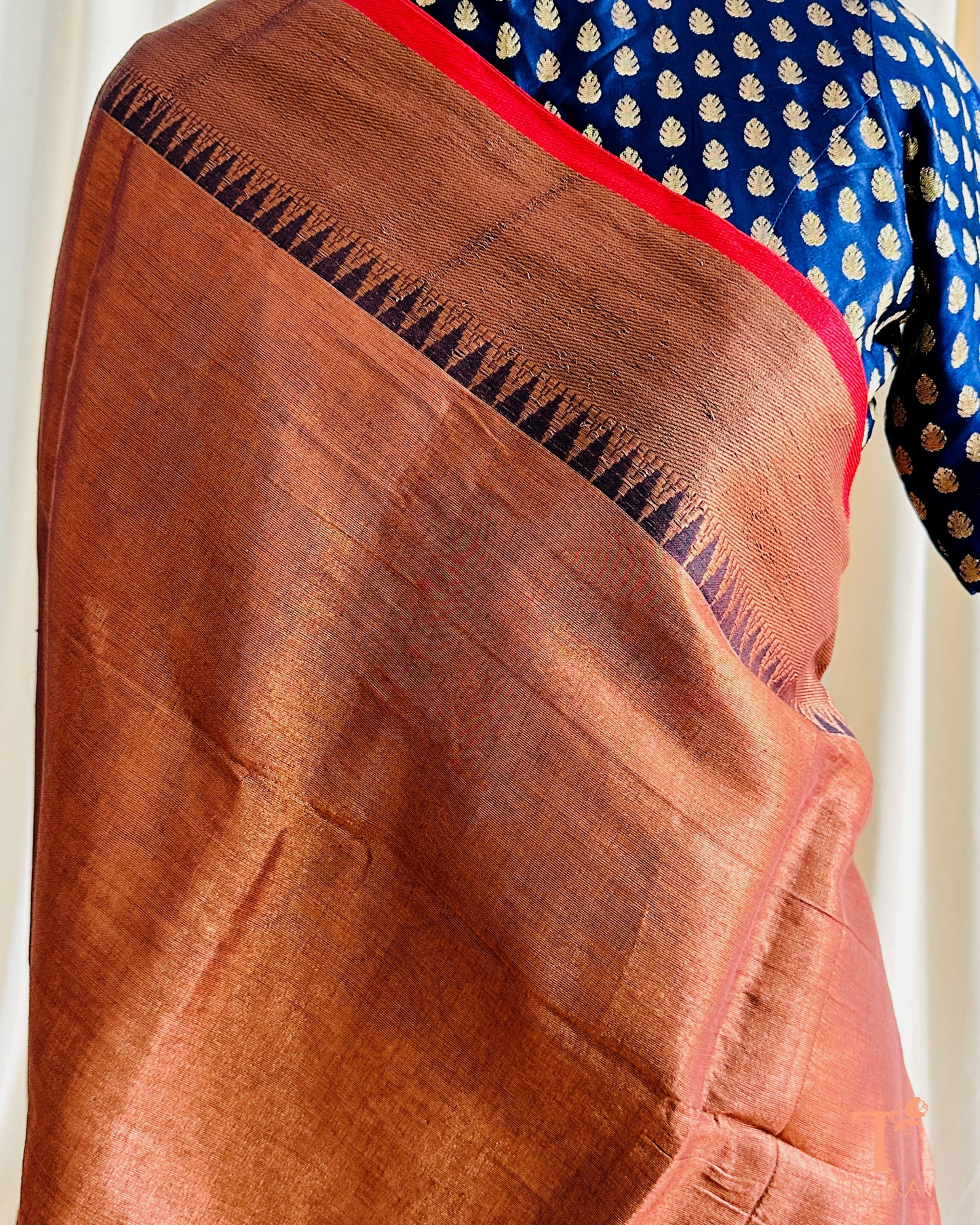 Raga Tissue Temple Saree - Brown