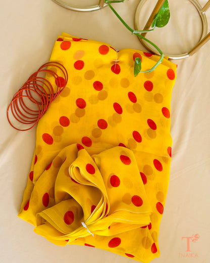 Classic georgette saree with polka dot pattern for women