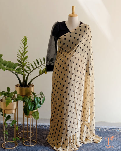 Classic georgette saree with polka dot pattern for women