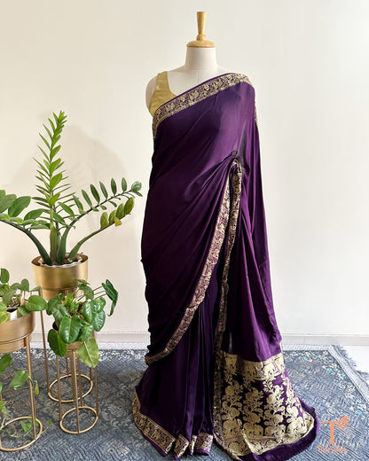 Nakshi pallu detailing on modal silk saree