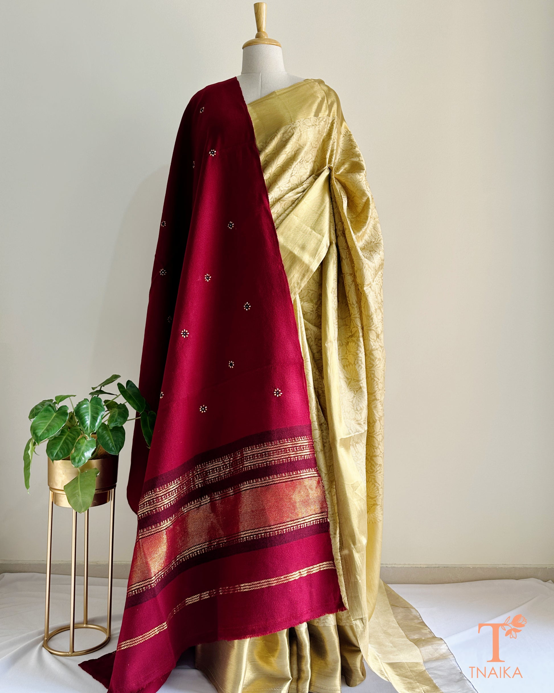 Kutchi handwork winter shawl with real mirrors and zari embroidery