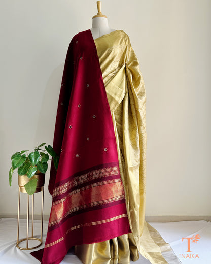 Kutchi handwork winter shawl with real mirrors and zari embroidery