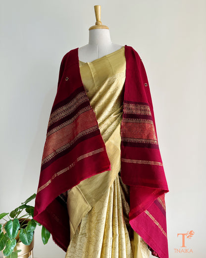 Winter stole with Kutchi hand embroidery and real mirror highlights