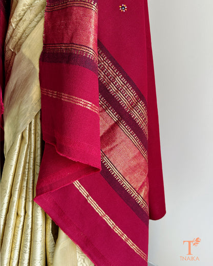 Ethnic winter shawl with handcrafted mirror detailing