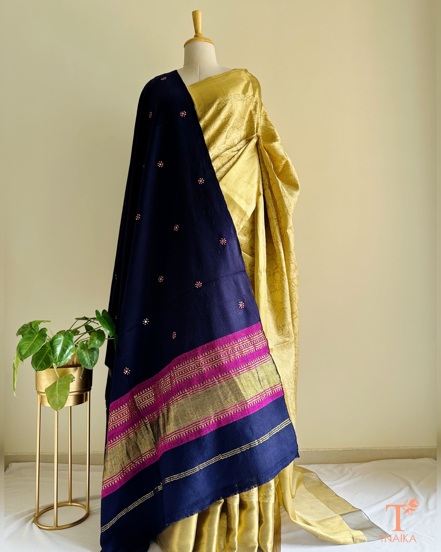 Kutchi handwork winter shawl with real mirrors and zari embroidery