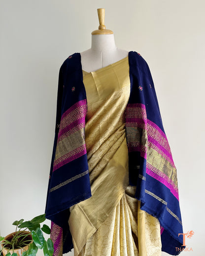 Winter stole with Kutchi hand embroidery and real mirror highlights