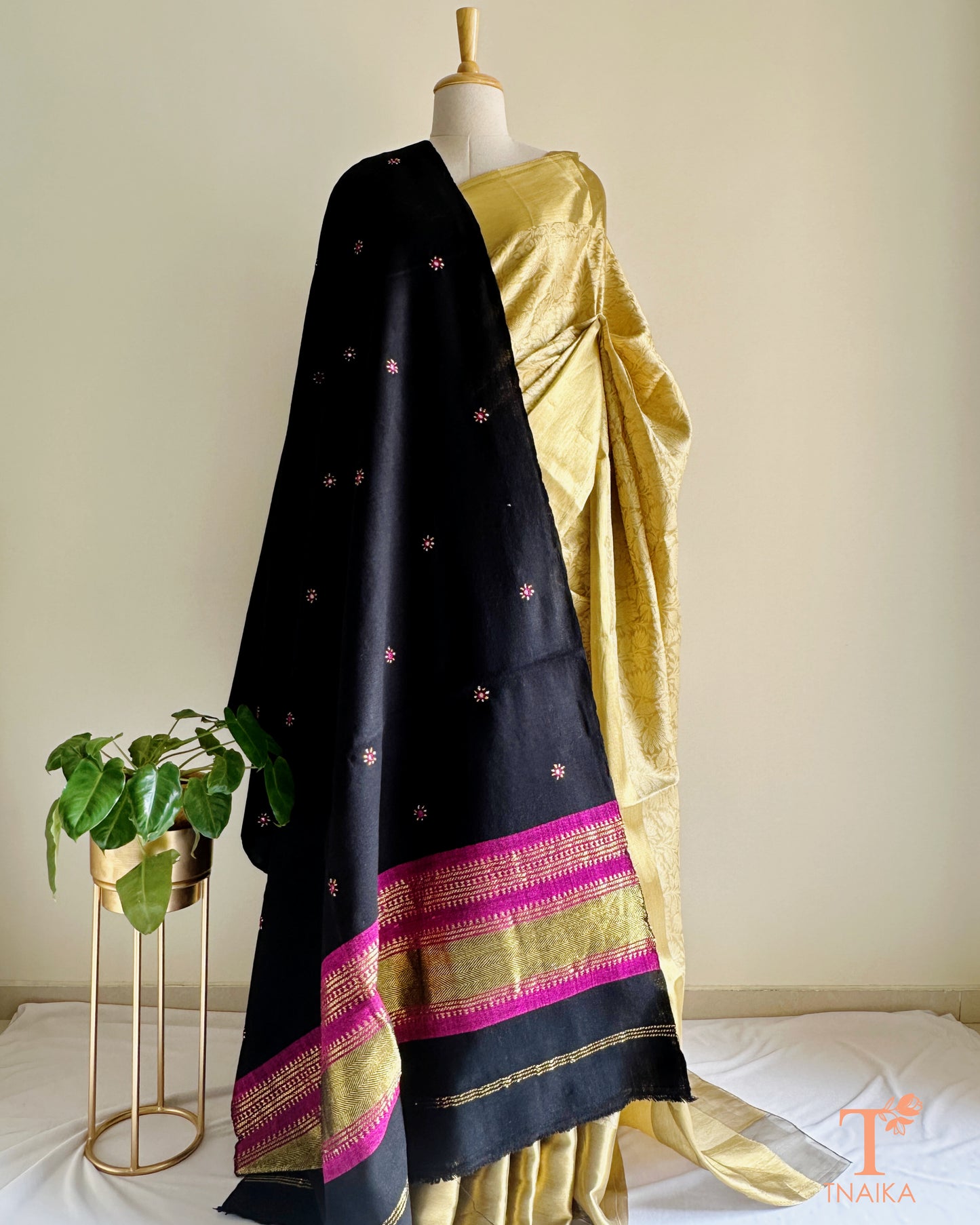 Kutchi handwork winter shawl with real mirrors and zari embroidery