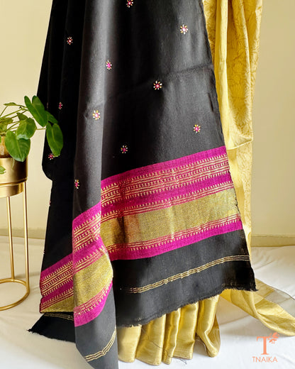 Ethnic winter shawl with handcrafted mirror detailing