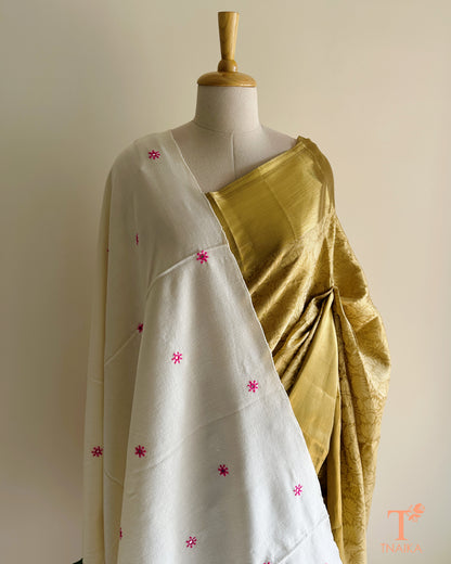 Kutch mirror work stole in warm winter fabric