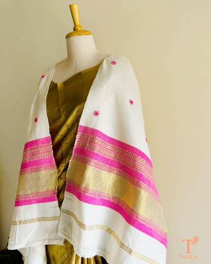 Ethnic winter shawl with handcrafted mirror detailing