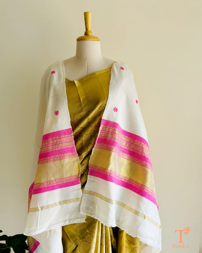 Kutchi handwork winter shawl with real mirrors and zari embroidery