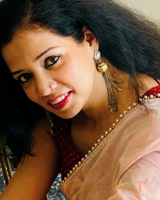 Stylish oxidised earrings with chains and Meenakari design for women