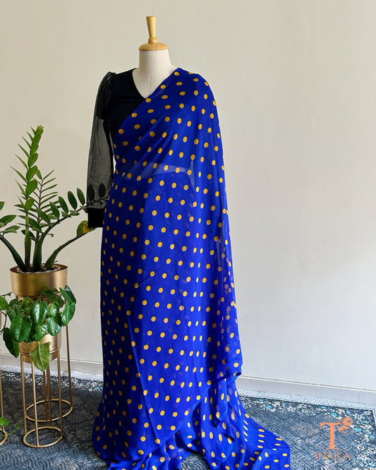 Polka dot georgette saree in soft lightweight fabric