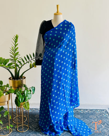 Polka dot georgette saree in soft lightweight fabric
