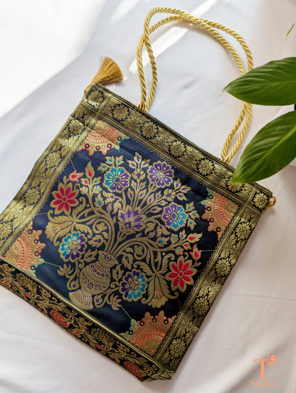 Banarasi purse with traditional zari weave for festive and wedding wear