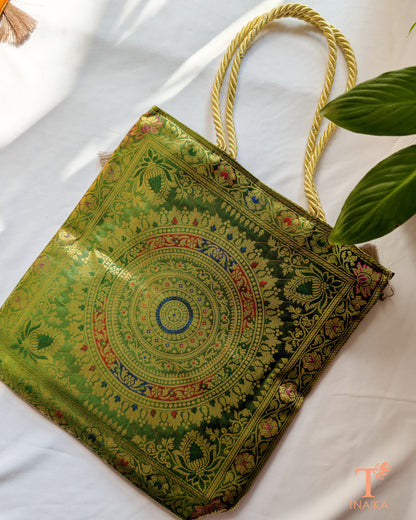 Banarasi purse with traditional zari weave for festive and wedding wear