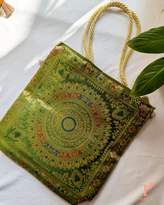 Banarasi purse with traditional zari weave for festive and wedding wear