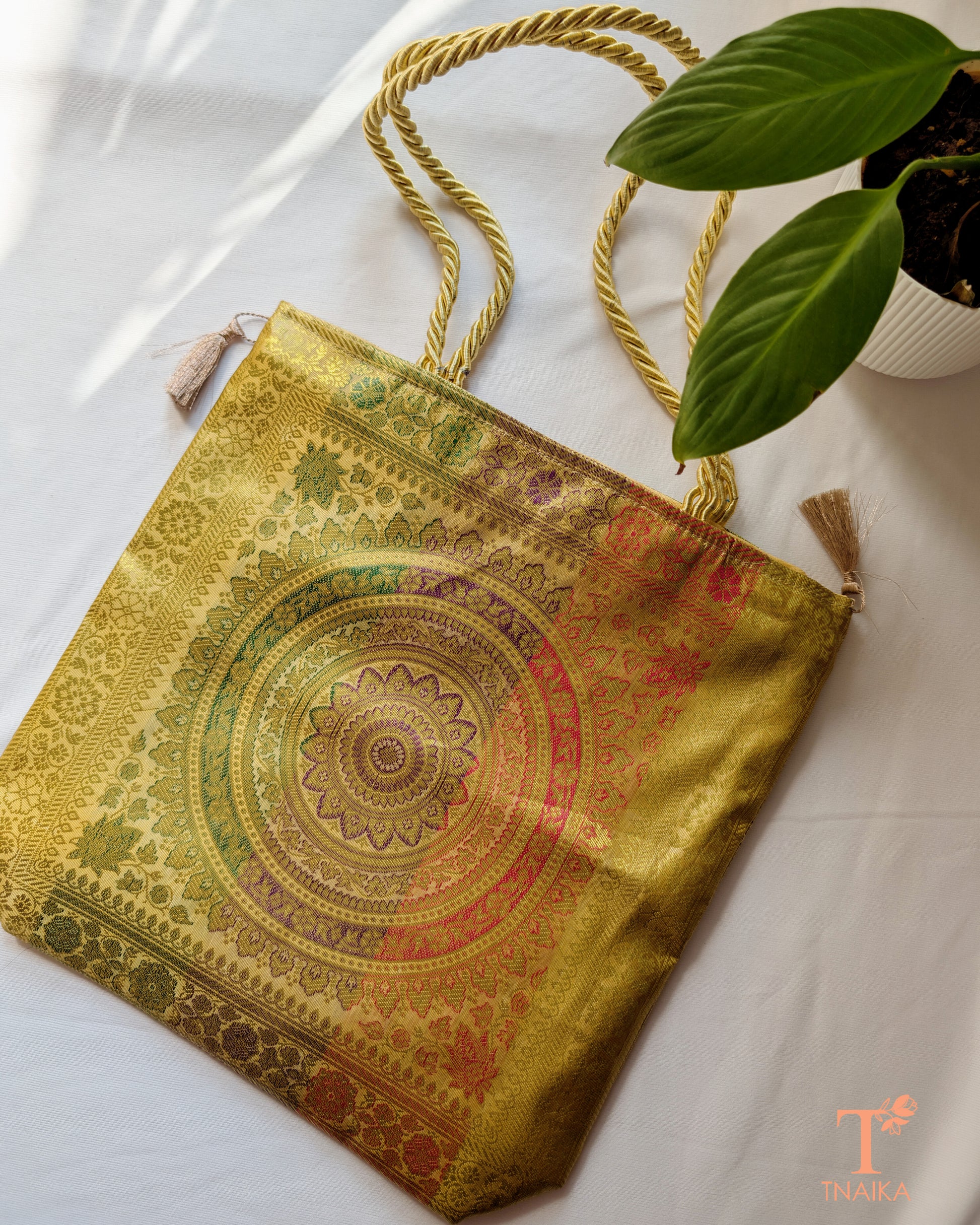 Banarasi purse with traditional zari weave for festive and wedding wear