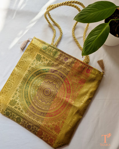 Banarasi purse with traditional zari weave for festive and wedding wear