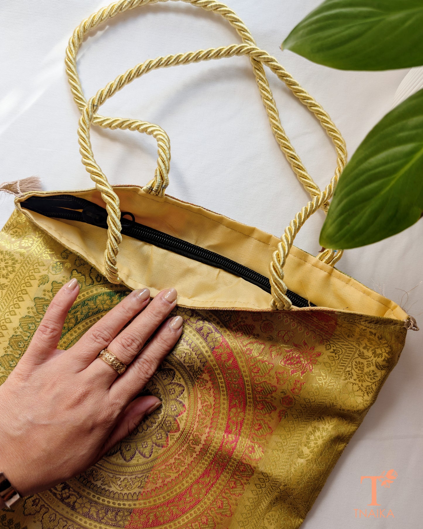 Traditional Banarasi handbag suitable for weddings and special occasions