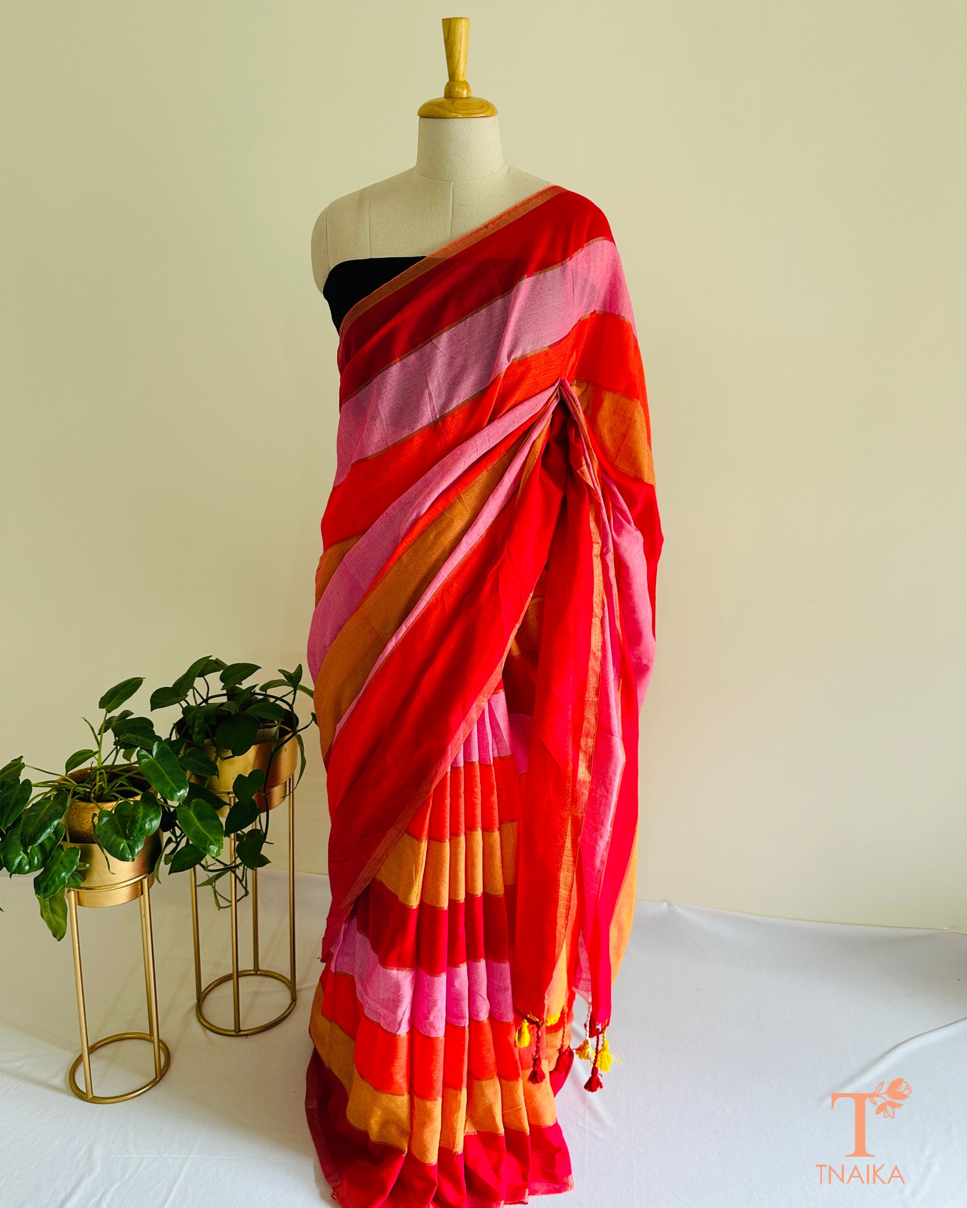 Soft khadi cotton saree featuring multicolor pattern, ideal for casual outings and office wear.