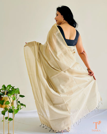 Lightweight Chanderi tissue silk saree with subtle sheen
