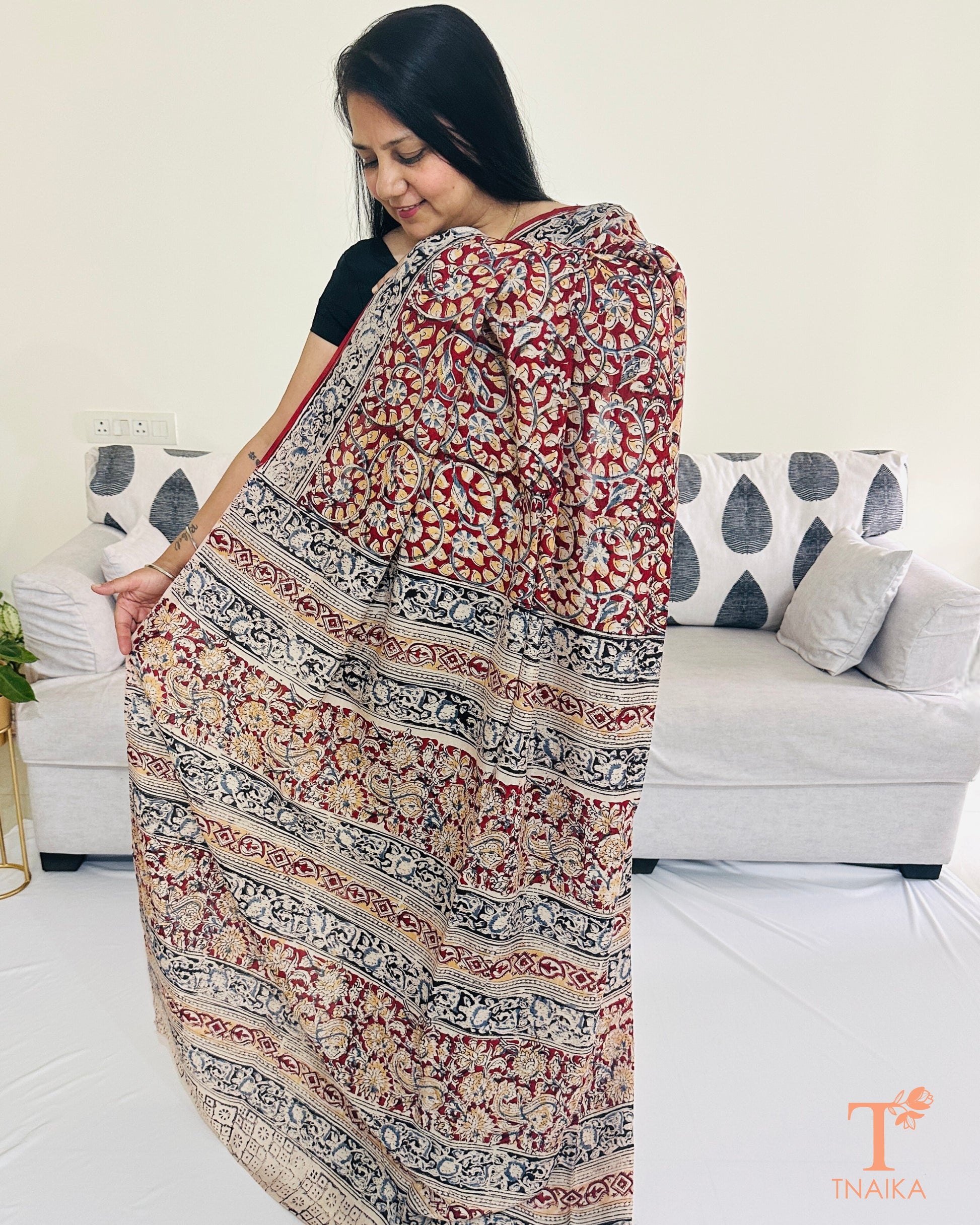 Chennur silk Kalamkari saree showcasing intricate traditional patterns