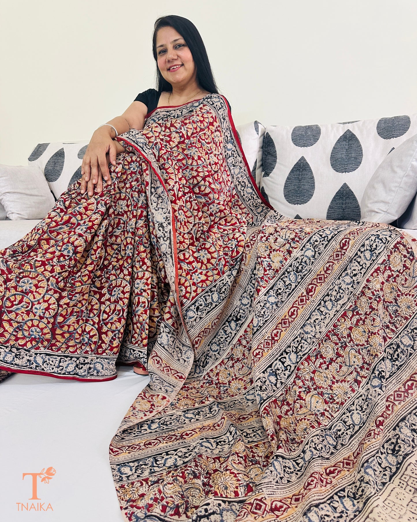 Chennur silk Kalamkari saree with traditional handblock print and running blouse
