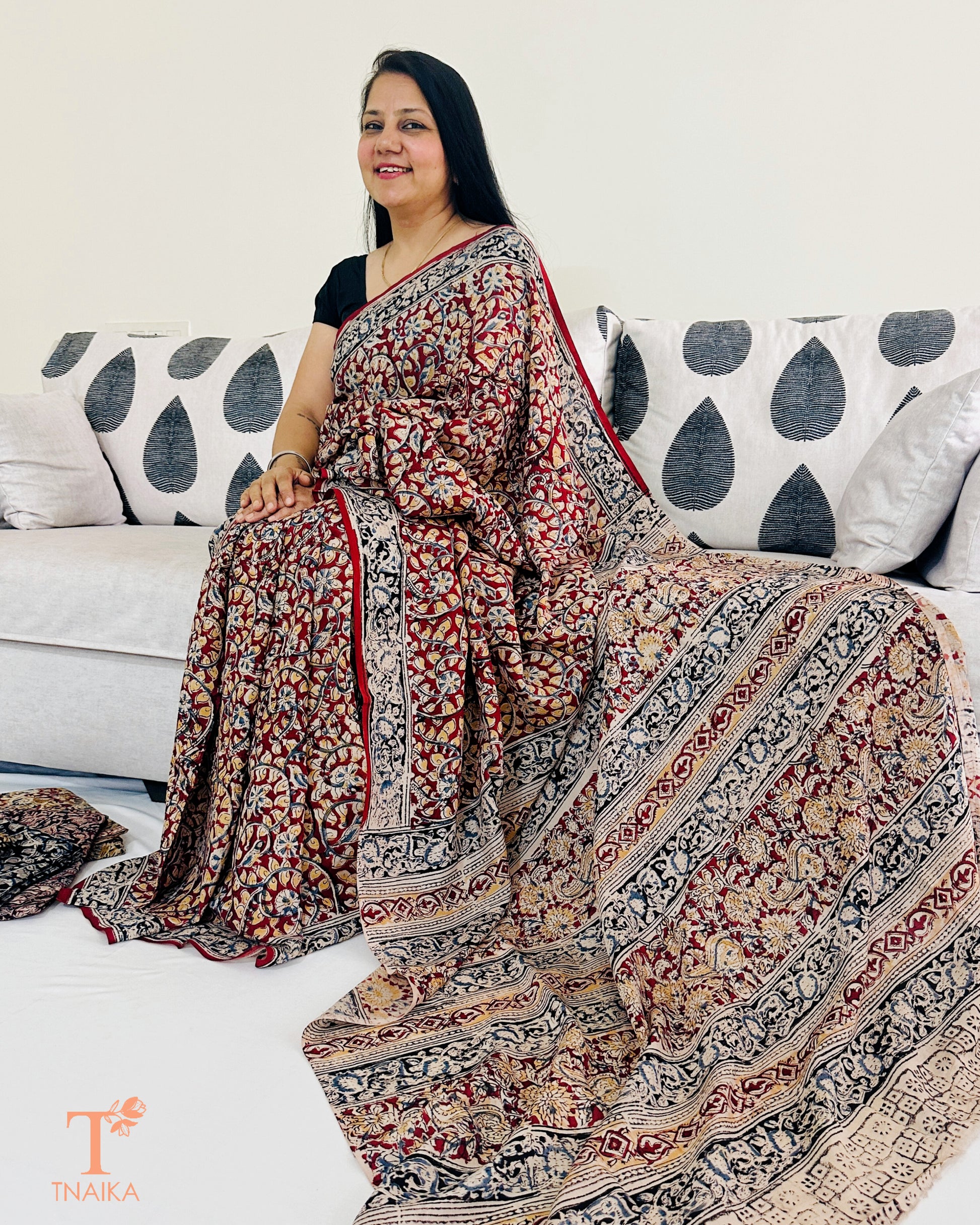 Chennur silk Kalamkari saree with soft drape and artisanal print work