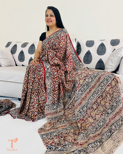 Chennur silk Kalamkari saree with soft drape and artisanal print work