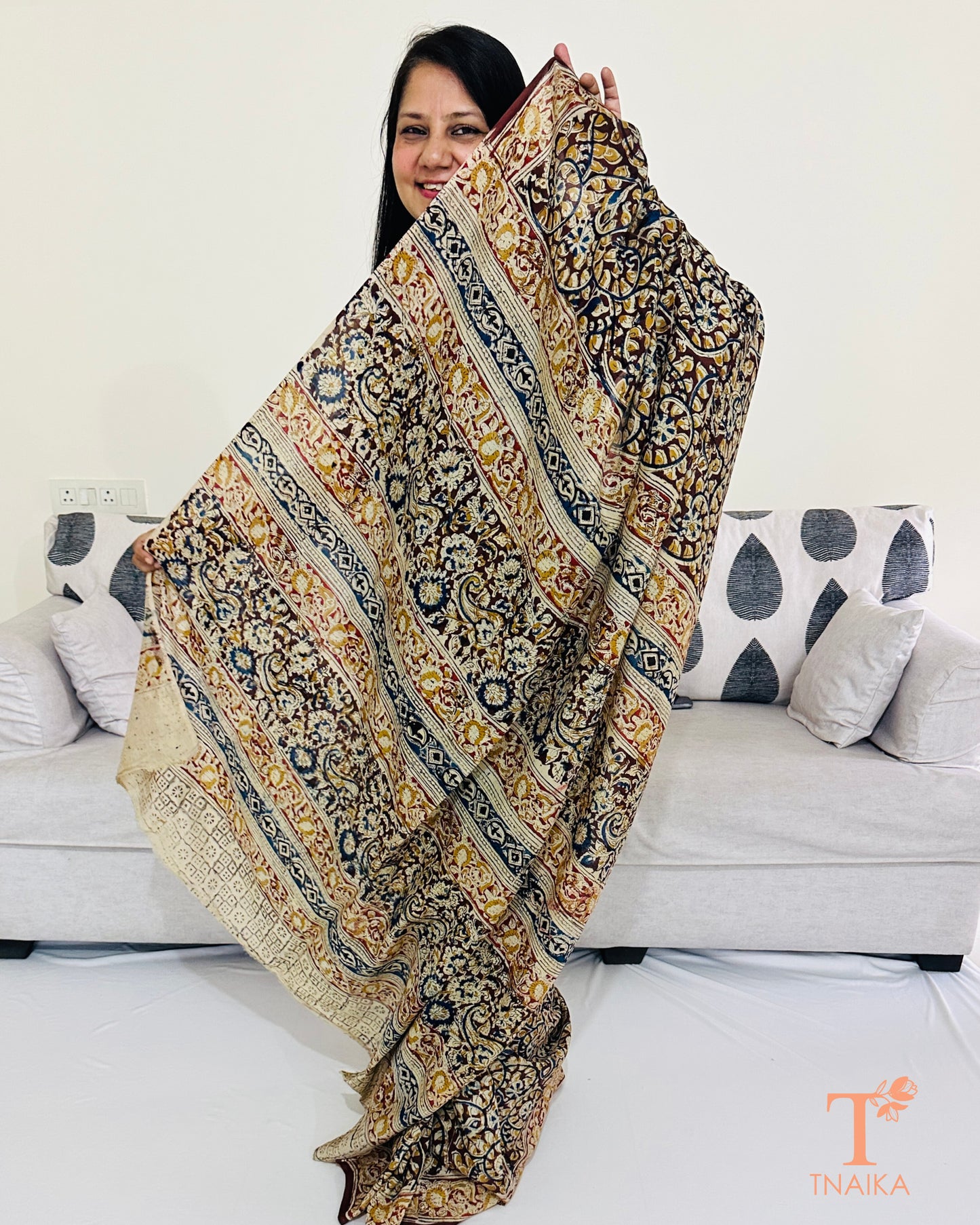 Traditional Chennur silk Kalamkari saree styled for festive wear