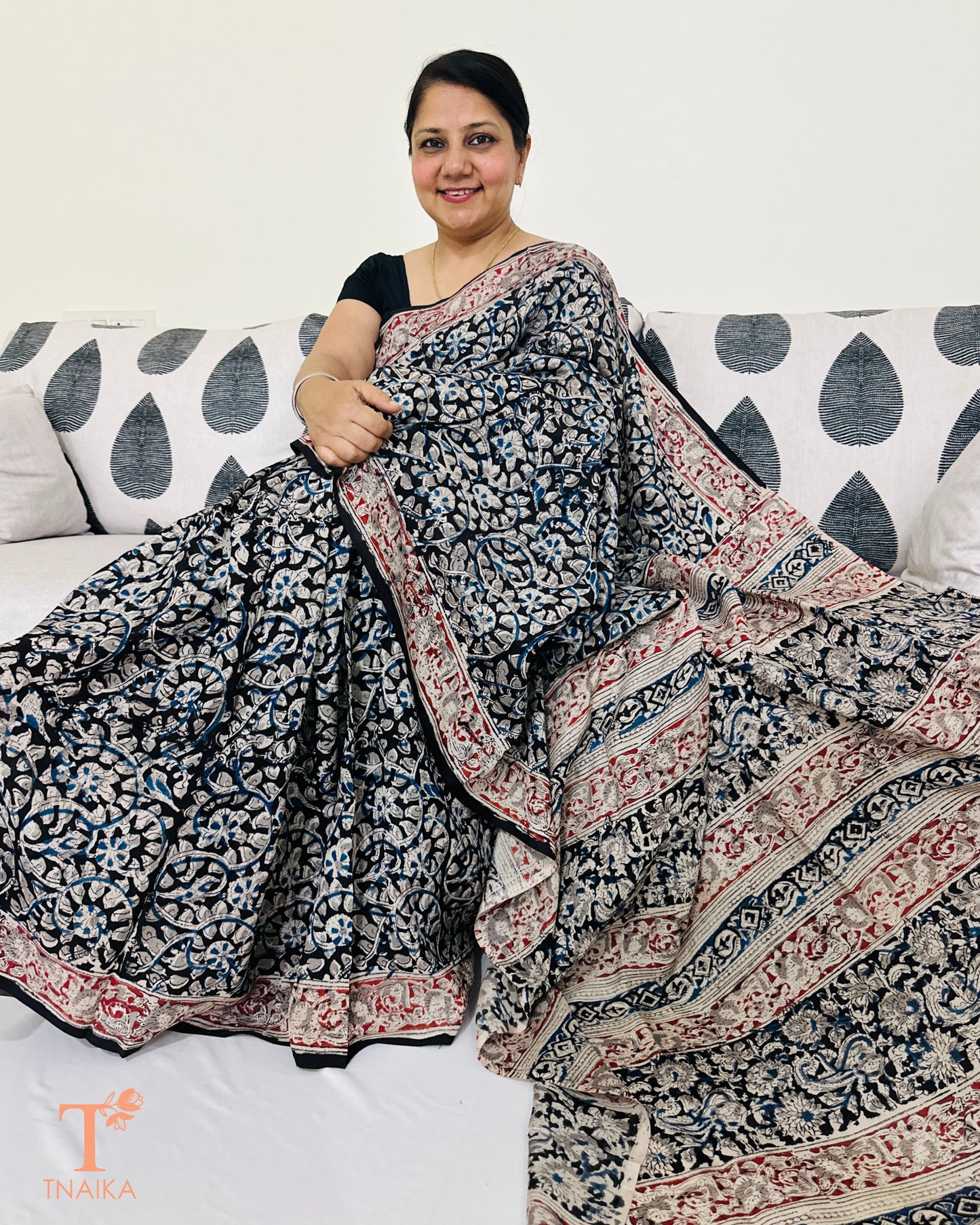 Chennur silk Kalamkari saree with traditional handblock print and running blouse