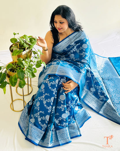 Detailed border and body design of Banarasi silk saree