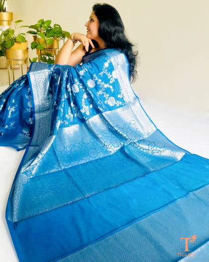 Banarasi silk saree with rich drape and running blouse fabric