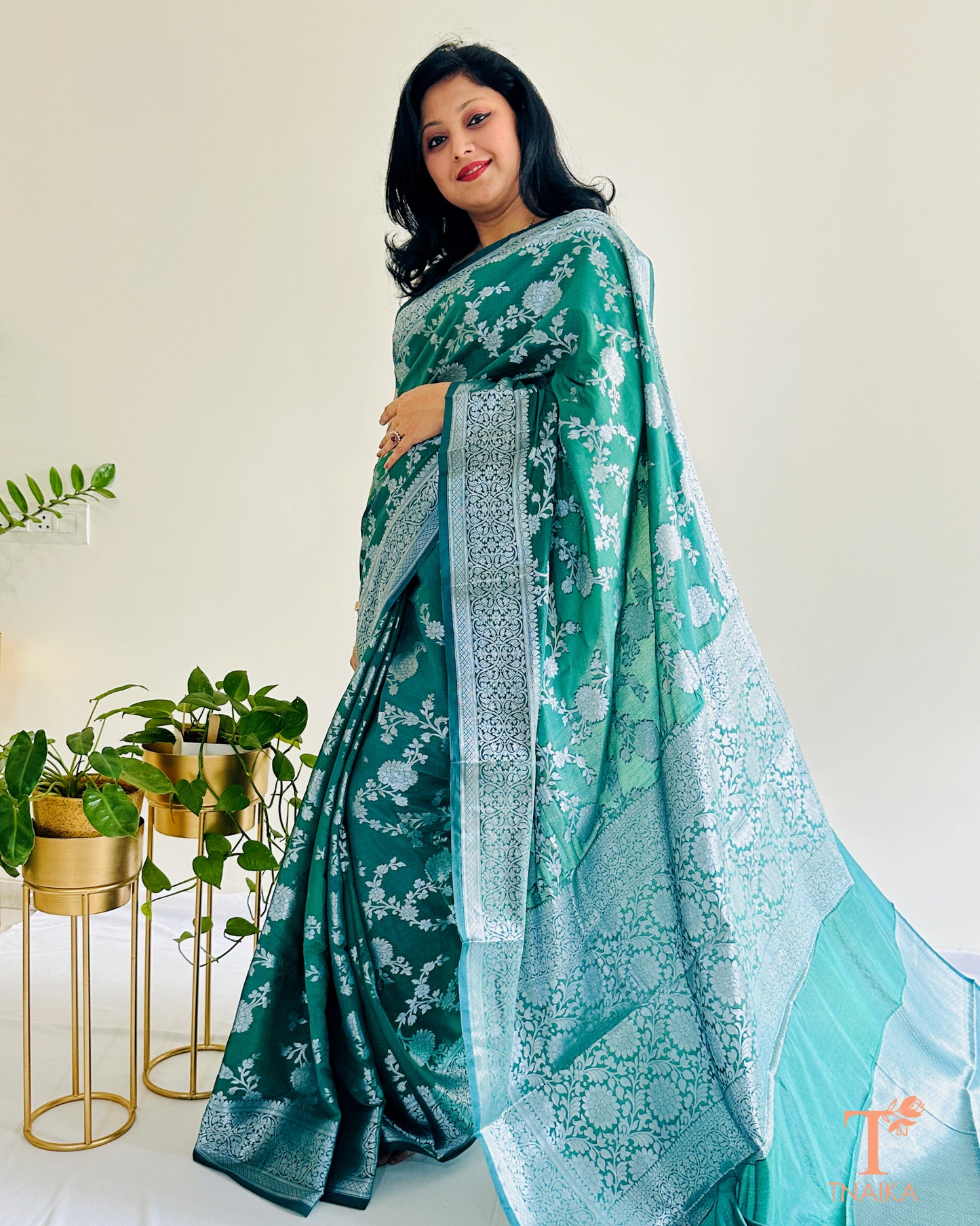 Detailed border and body design of Banarasi silk saree