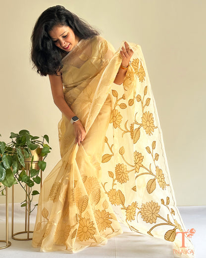 Designer kora organza saree for festive wear
