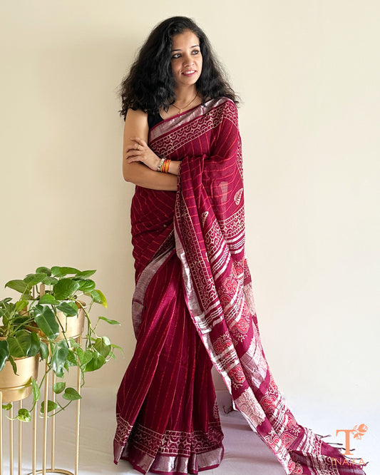 Linen Raktima Natural Dye Saree