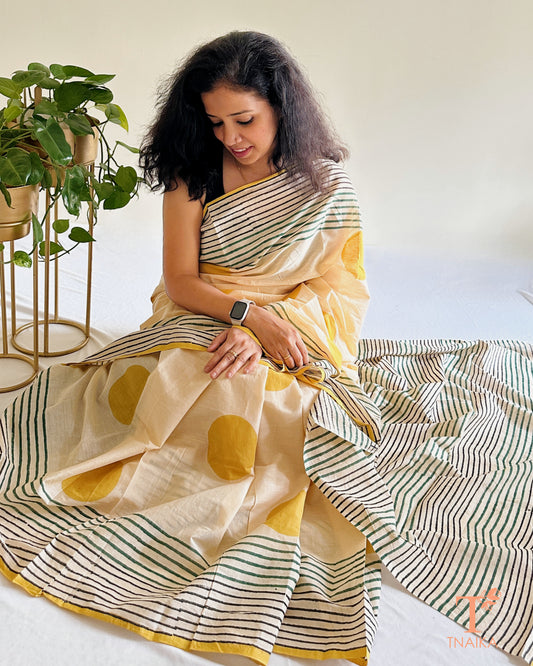 Cotton Surya Polka Handcrafted Saree