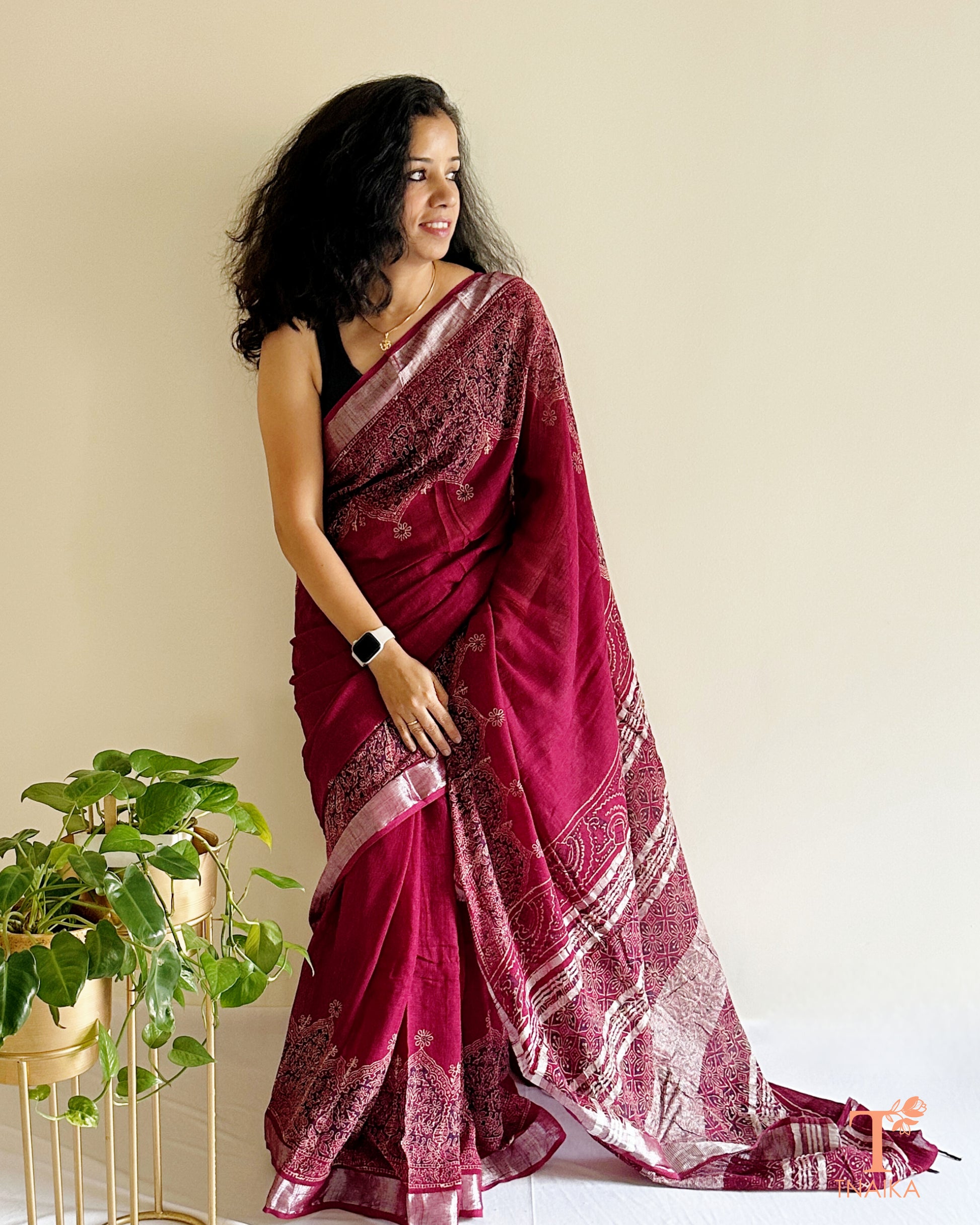 traditional natural dye cotton linen saree
