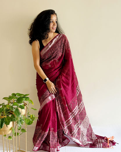 traditional natural dye cotton linen saree