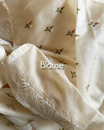 Kota Silk Gulbuta Ivory Saree