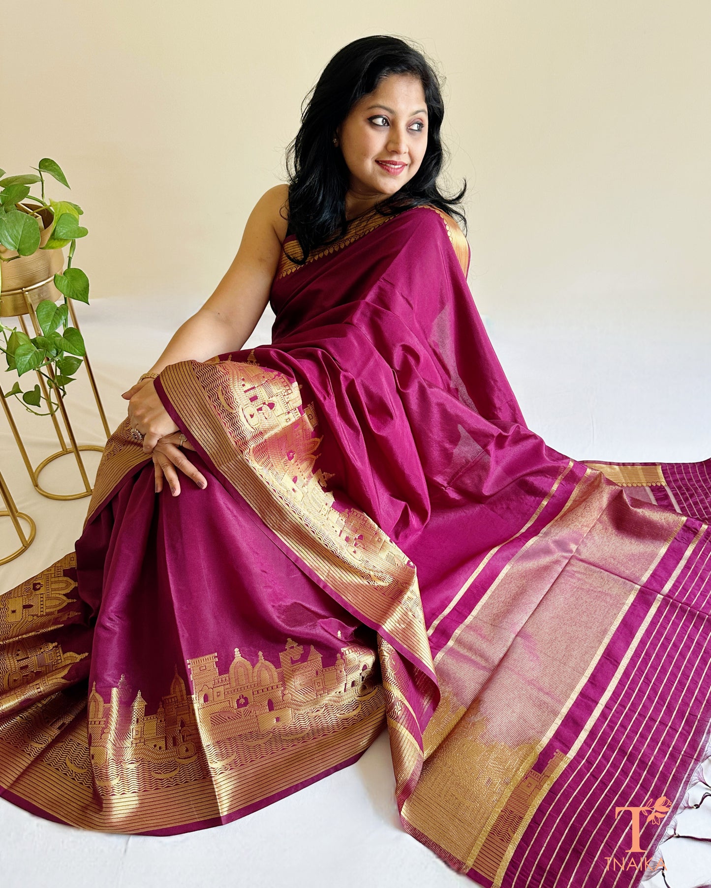 luxury crepe silk saree with traditional border