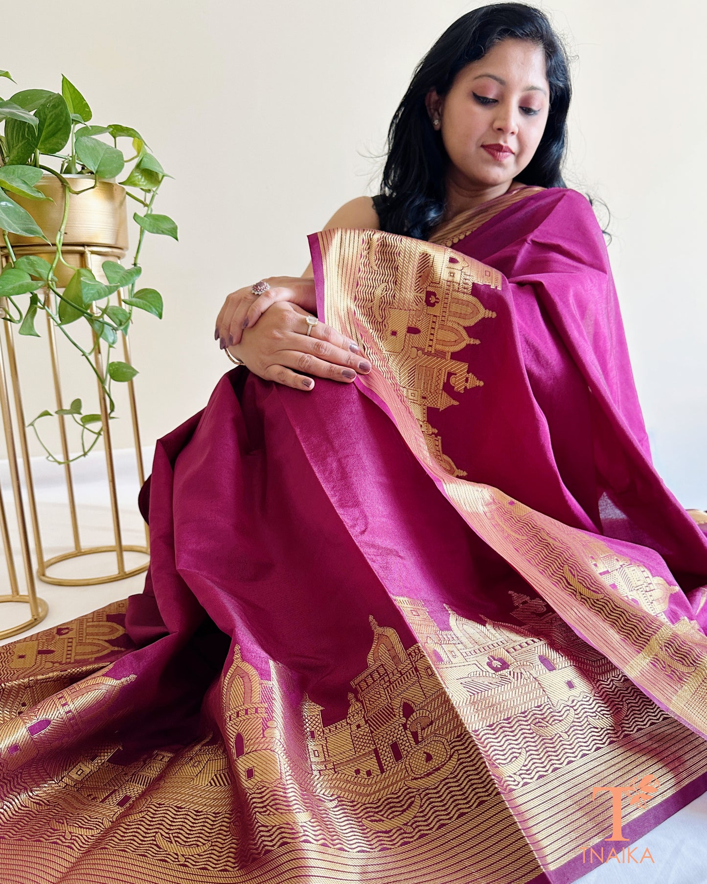 luxury crepe silk saree with traditional border