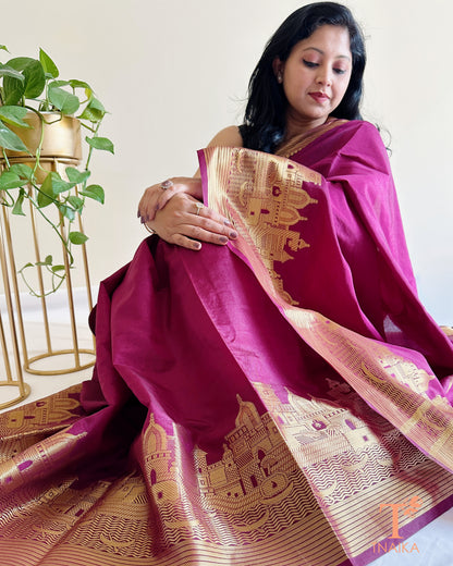 luxury crepe silk saree with traditional border