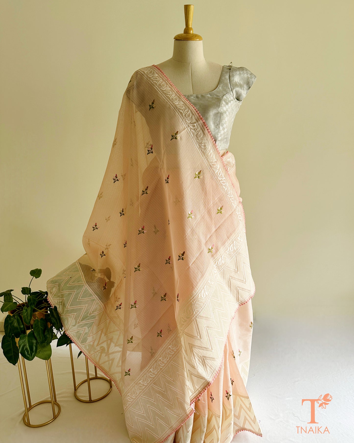 Kota Silk Blush Peach Saree