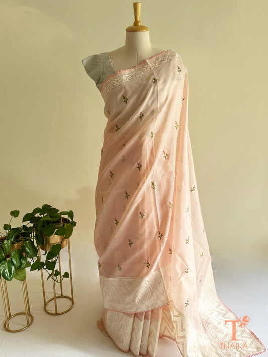 Kota Silk Blush Peach Saree