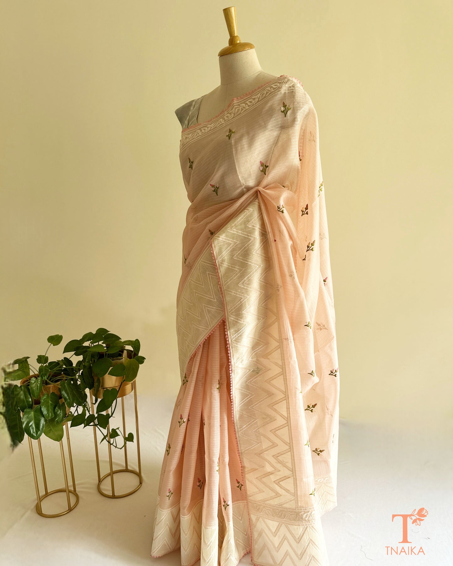 Kota Silk Blush Peach Saree