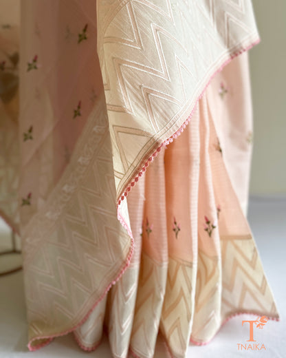 Kota Silk Blush Peach Saree